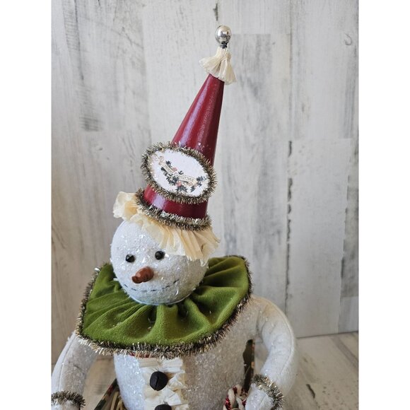 Bethany Lowe Snowman Jack in the box RARE vintage candy cane jester Xmas vintage